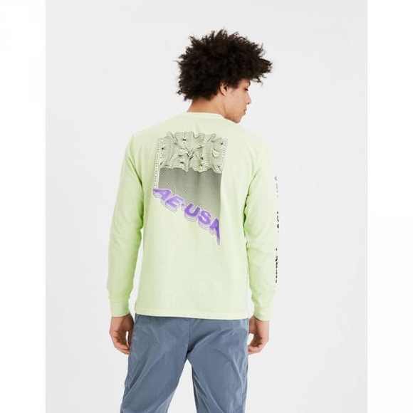 American Eagle | Lime Green Graphic Long Sleeve - Picture 2 of 10